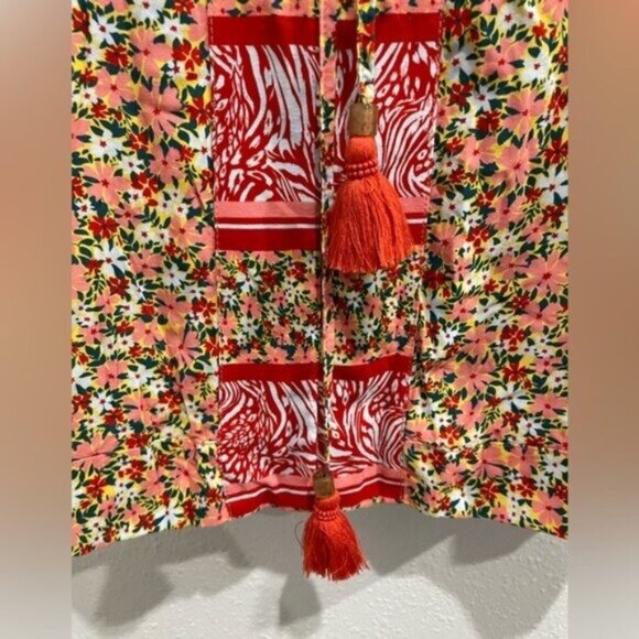 Maaji Caftan Floral Beach Boho Cherry Blossom Dress Swim Cover Feminine Tassel - Picture 5 of 9